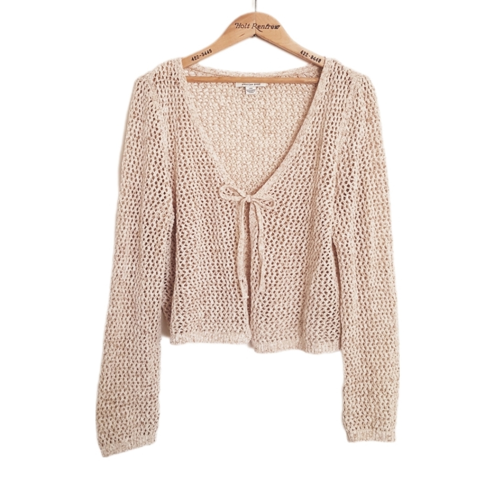 American Eagle Chenille Tie Front Cardigan